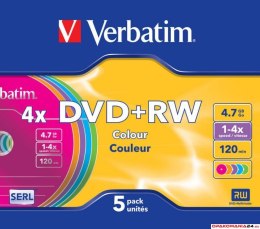 PĹ‚yta DVD+RW VERBATIM SLIM Color 4.7GB x4 (1) 43297