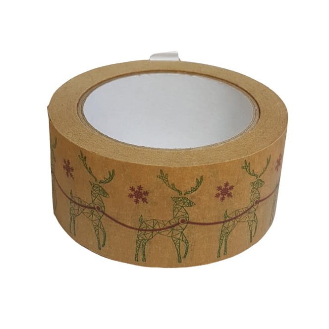 Taśma pakowa papierowa ŚWIĄTECZNA JELONEK 48x40