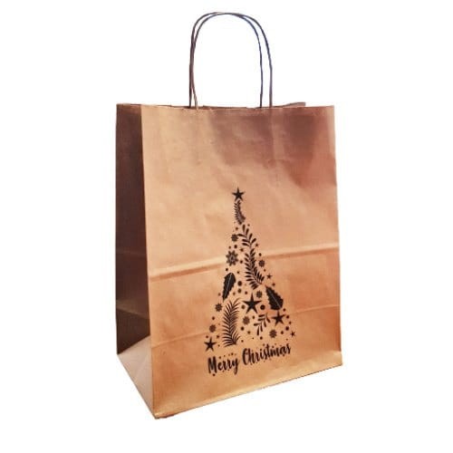 Torebka świąteczna 25 x 15 x 32 cm uchwyt skręcany, Merry Christmas