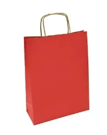 torba papierowa 24 x 10 x 32 cm czerwona, uchwyt skręcany