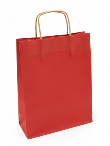 torba papierowa 24 x 10 x 32 cm czerwona, uchwyt skręcany