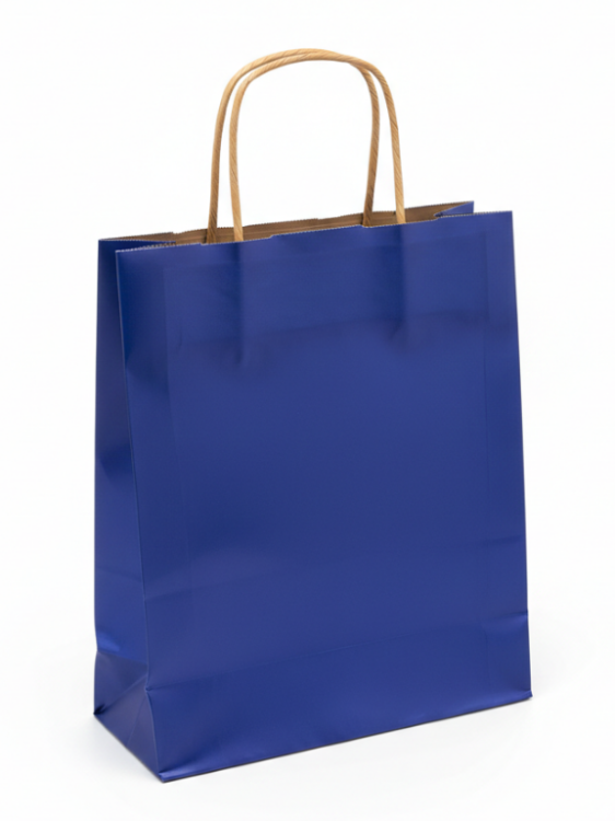 torba papierowa 24 x 10 x 32 cm granatowa, uchwyt skręcany