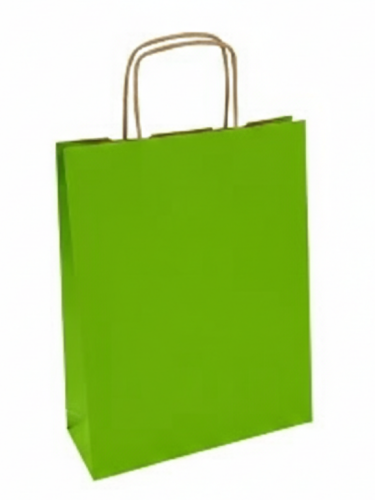 torba papierowa 24 x 10 x 32 cm jasno zielona, uchwyt skręcany
