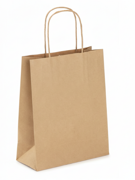 torba papierowa 25 x 11 x 32 cm brązowa, uchwyt skręcany