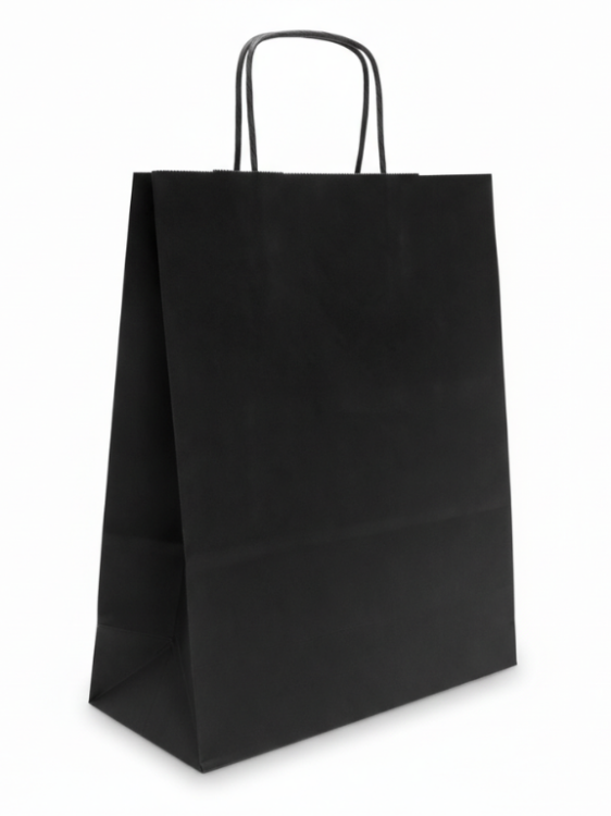 torba papierowa 25 x 11 x 32 cm czarna, biały środek