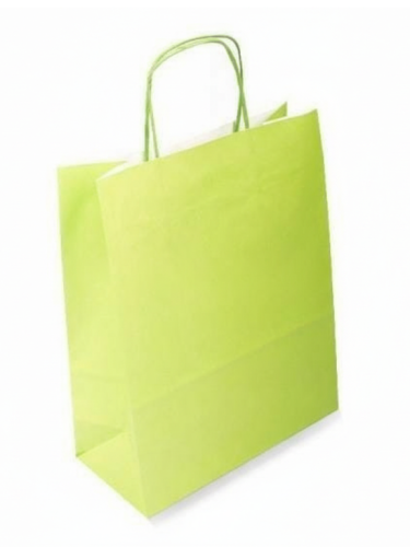 torba papierowa 25 x 11 x 32 cm jasno zielona, biały środek