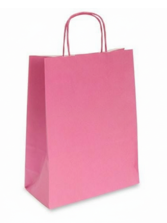 torba papierowa 25 x 11 x 32 cm różowa, biały środek