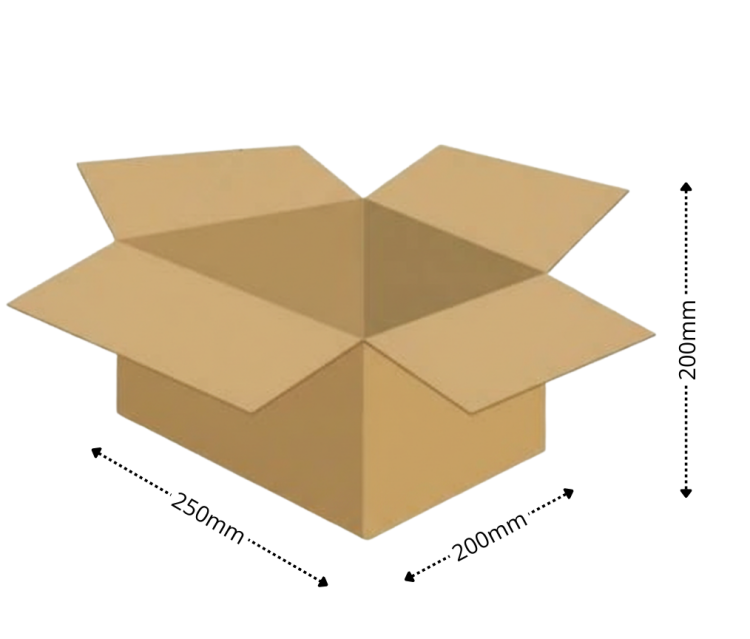 Karton klapowy tekt 5 - 250 x 200 x 200 - 560g fala BC wymiar zewnętrzny