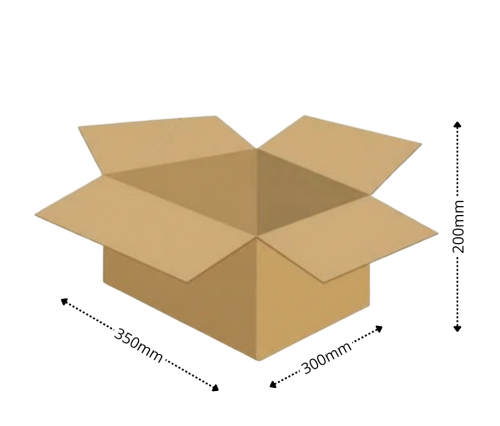 Karton klapowy tekt 5 - 350 x 300 x 200 - 560g fala BC wymiar zewnętrzny