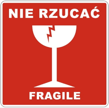 etykieta nie rzucać - fragile 100 x 100/ rolka 100 szt
