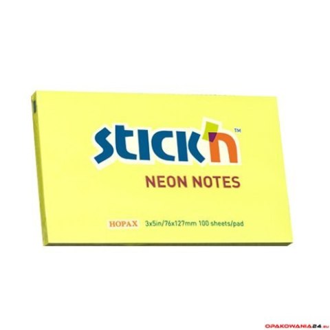 Bloczek STICK"N 127x76mm ĹĽĂłĹ‚ty neonowy 1