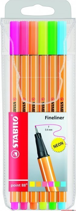 Cienkopis STABILO point 88,NEON 6szt.kpl