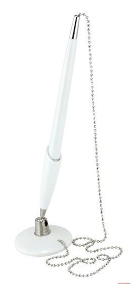 Długopis plastikowy z podstawką i metalowym łańcuszkiem biały 0,7mm KAMPALA A01.2198.00