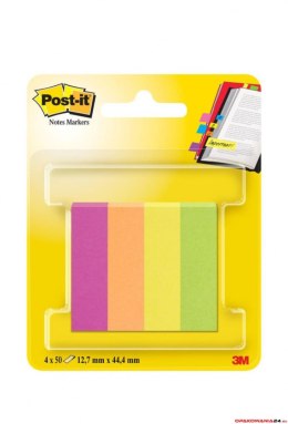 Znaczniki POST-IT (670-4-POP), papier, 12,7x44,4mm, 4x50 kart., zawieszka, mix kolorów