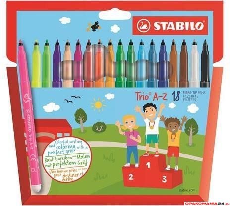 Flamastry TRIO A-Z etui kartonowe 18 szt. 378/1-18-01 STABILO