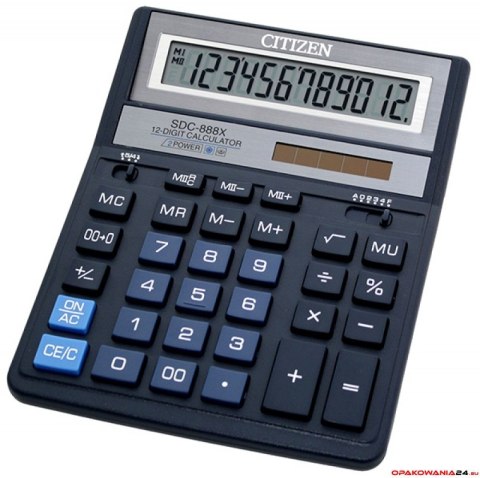 Kalkulator SDC-888XBL CITIZEN 12-cyfrowy, 203x158mm, niebieski