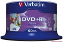 Płyta DVD+R VERBATIM 43512 16x 4,7GB (50) cake AZO Wide Inkjet Printable