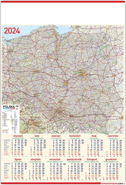 Kalendarz Plakatowy B-1, P20 - MAPA 2024 TELEGRAPH