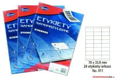 Etykiety samoprzylepne No. 011 70x33,8 mm GRAND 150-1038 Etykiety samoprzylepne No. 011 70x33,8 mm GRAND 150-1038