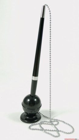 Długopis plastikowy z podstawką i metalowym łańcuszkiem czarny 0,7mm LAMIDA A01.2200.90