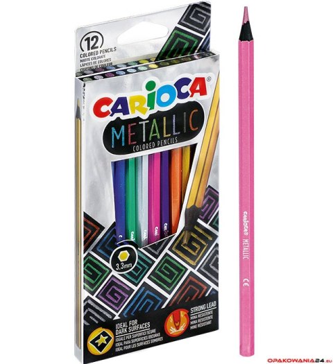 Kredki CARIOKA ołówkowe metaliczne 12 kolorów (43164) 170-2567