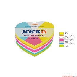 Notes serce, 64x67mm, mix 5 kol. neon+bi