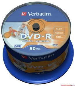 Płyta DVD-R VERBATIM CAKE(50)Printable nadruk Wide 4.7GB x16 43533